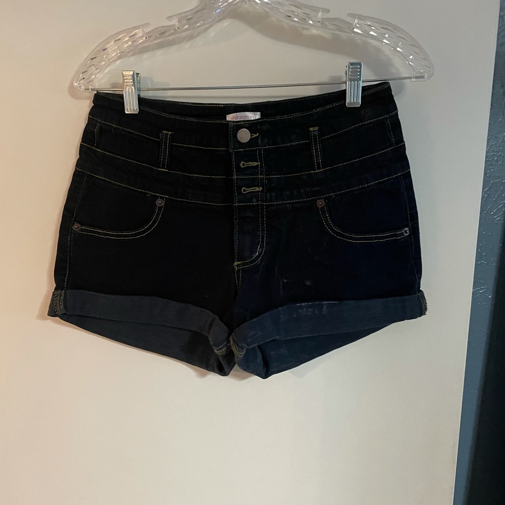 High raise shorts.